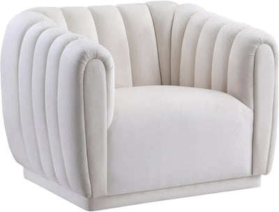 674Cream-C Dixie Collection Modern | Contemporary Velvet Upholstered Chair with Deep Channel Tufting, Cream, 42" W X 37" D X 32.5" H