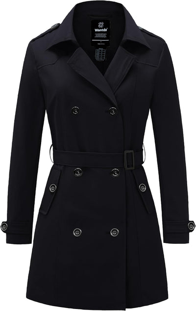 Women'S Waterproof Trench Coat Classic Lapel Outerwear Coat with Belt