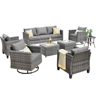 8 Piece Rattan Sofa Seating Group with Cushions