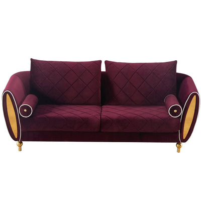 Luxury Burgundy Velvet Sipario Vita Sofa EF-22561  Modern Glam