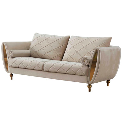 Luxury Beige Velvet Sipario Vita Sofa EF-22562  Modern Glam