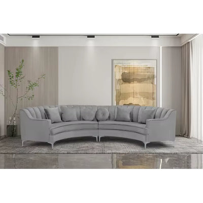 Sectional Sofa with Lounger Chaise Overstuffed 3 Seater Velvet Fabric Couch L-Shaped Sofa 42.5 Inch Longer Lounger Chaise